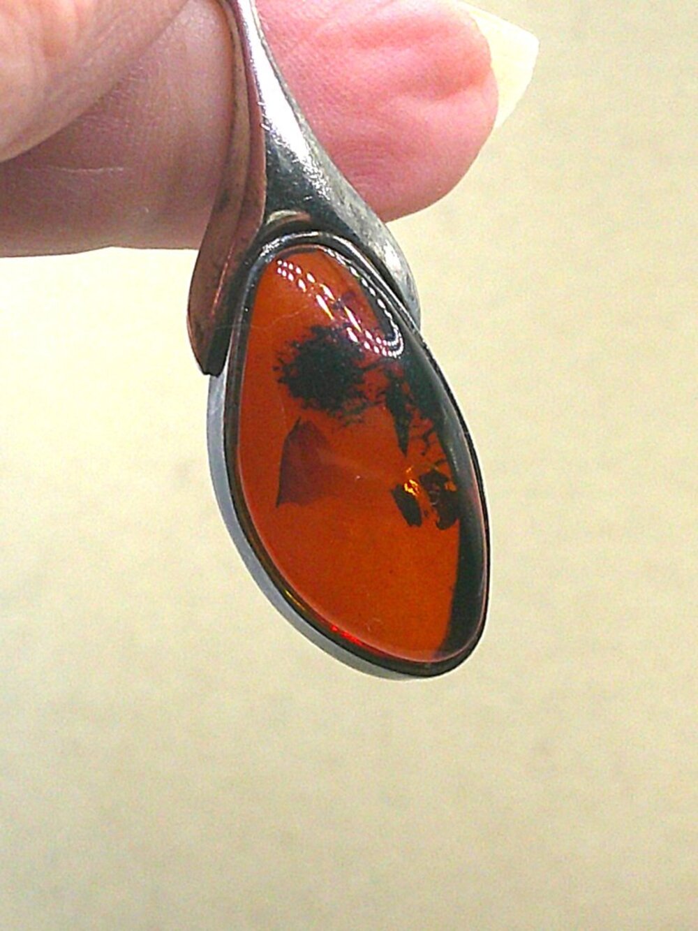 Amber and Sterling Silver Pendant - Picture 3 of 6